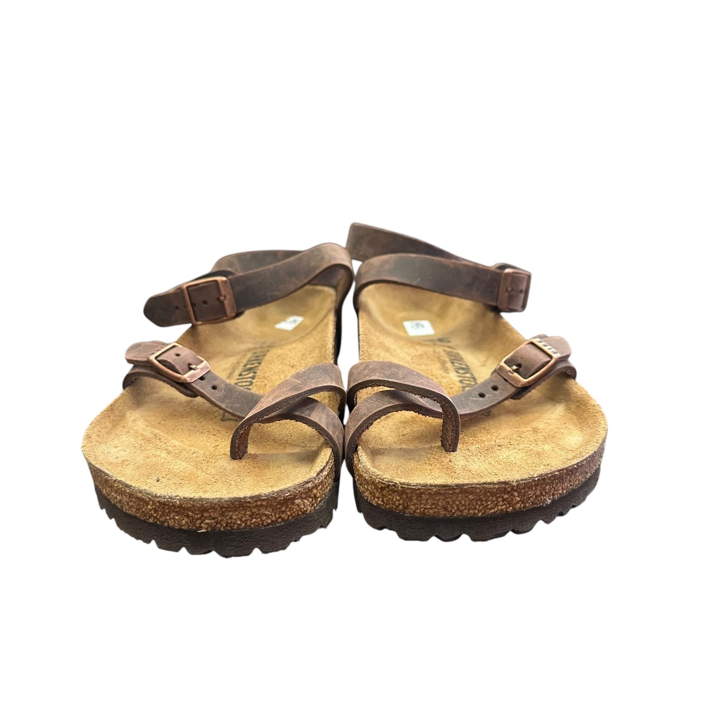 BIRKENTSTOCK YARA BROWN LEATHER SANDALS 143 SZ 40/9.5