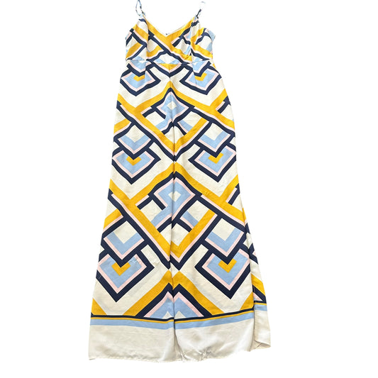 FOREVER 21 YELLOW BLUE WHITE PATTERNED JUMPSUIT 100 XL
