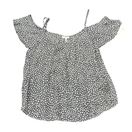 JOIE GRAY WHITE HEART SILK BLOUSE 249 XS