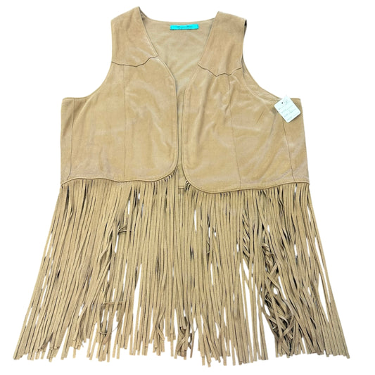 TURQUOISE HAVEN FAUX SUEDE BROWN VEST FRINGE 124 LARGE