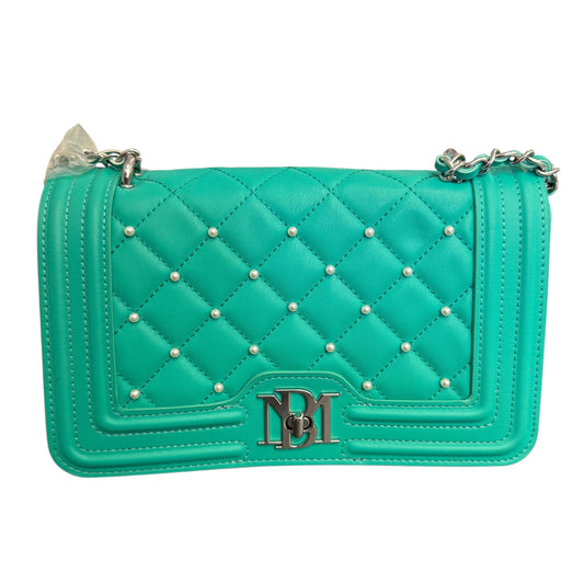 BADGLEY MISCHKA QUILTED VEGAN LEATHER TEAL CROSSBODY W PEARLS NEW 258 OS