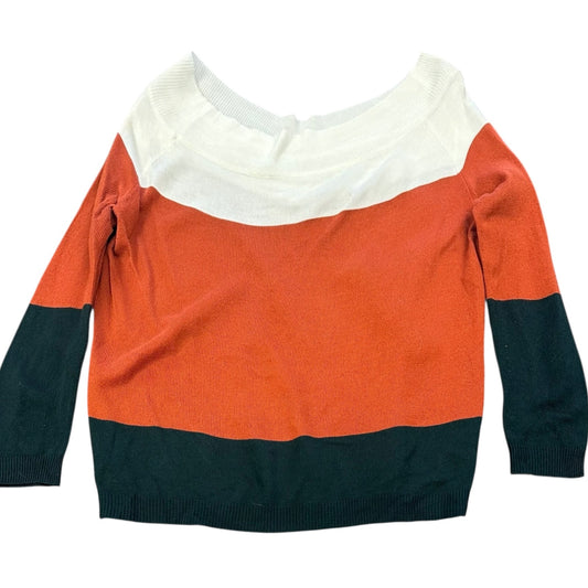 ORANGE BEIGE GREEN COLORBLOCK SWEATER 52 SMALL