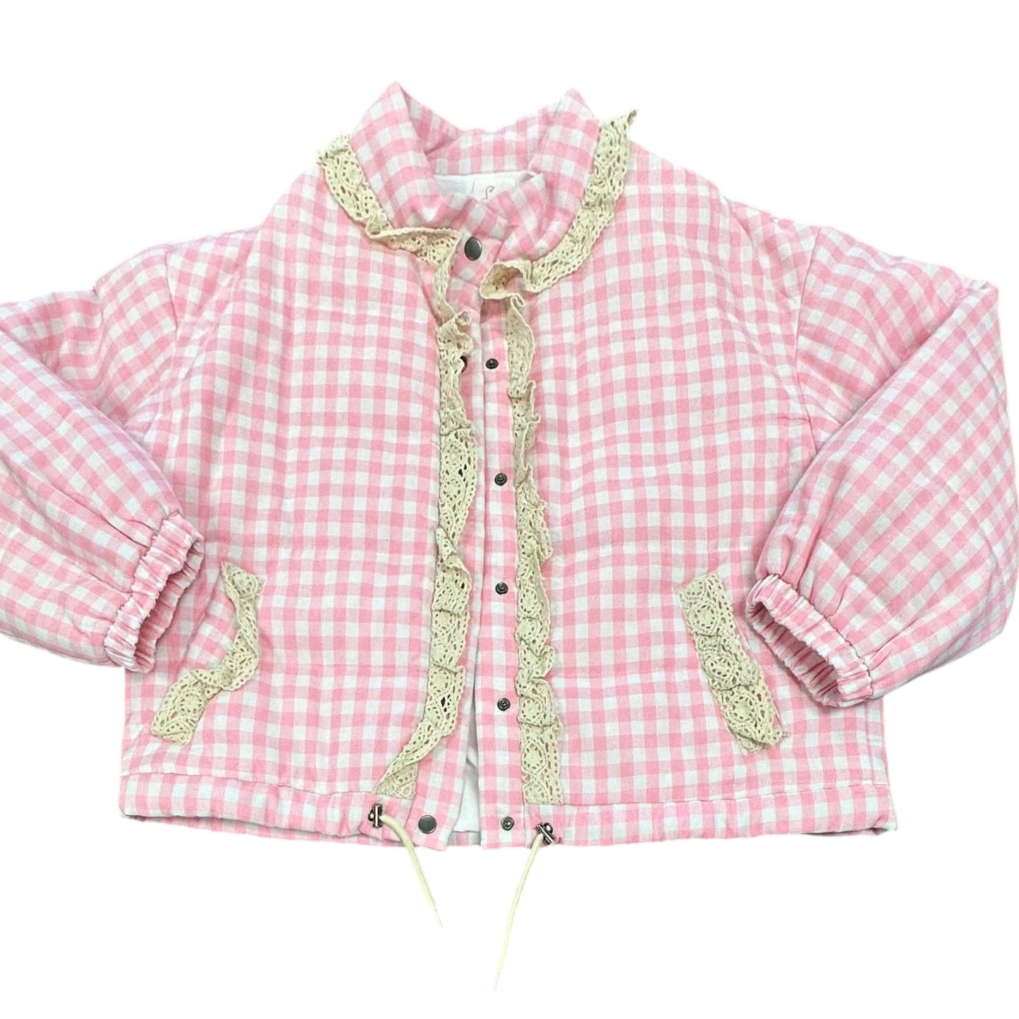 SO ME PINK WHITE GINGHAM PUFFY JACKET 100 NWT $76 XL