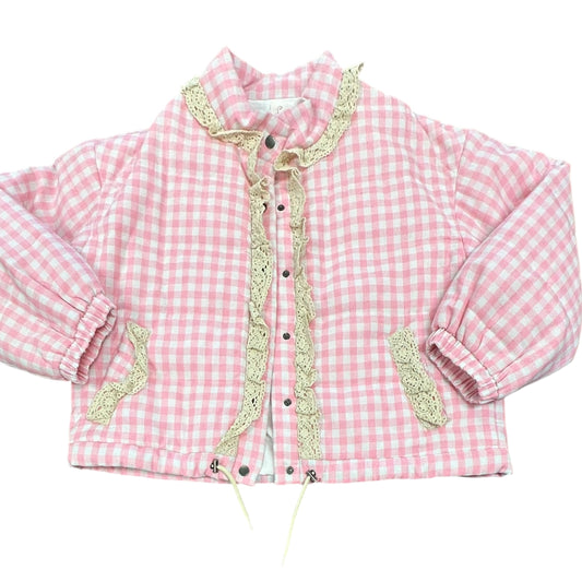 SO ME PINK WHITE GINGHAM PUFFY JACKET 100 NWT $76 XL