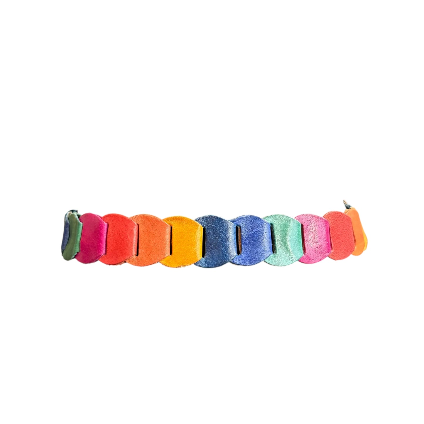 MULTICOLOR RAINBOW STUDDED LEATHER BELT WHITE 100 S/M
