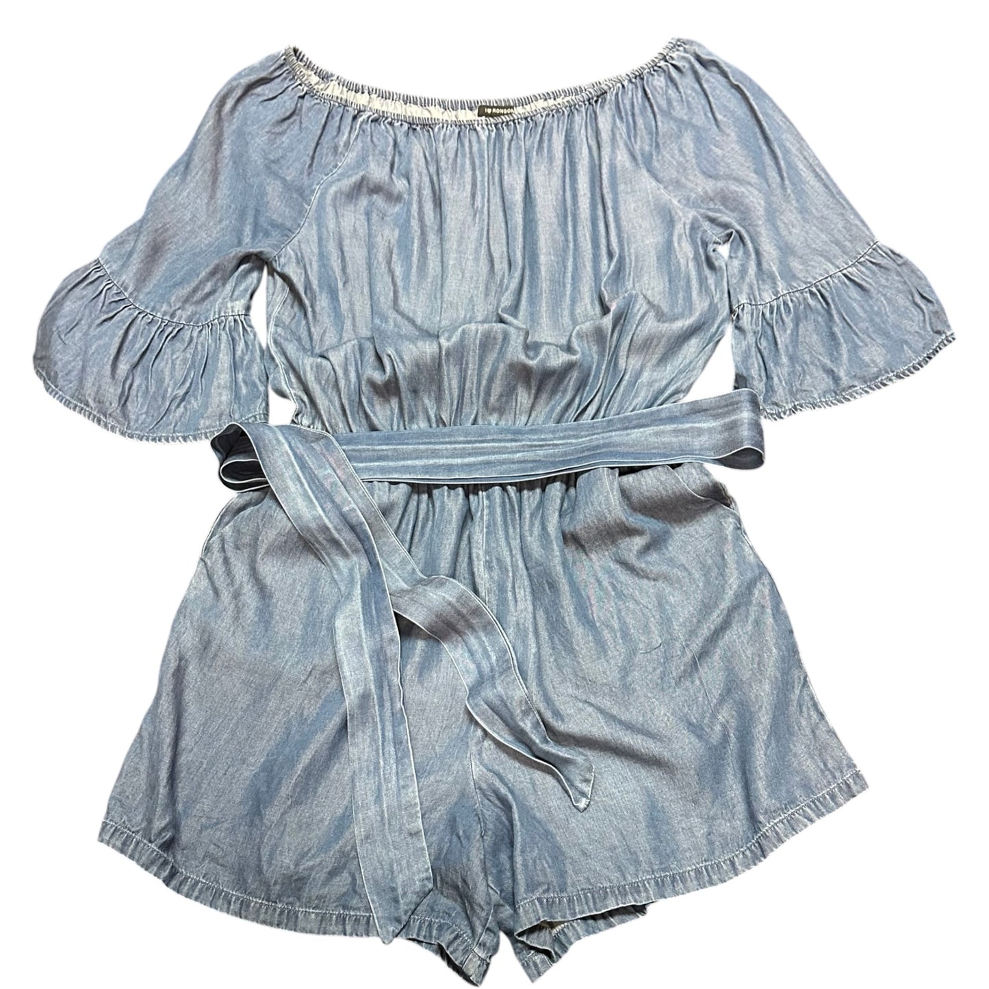 I HEART RONSON CHAMBRAY BLUE DENIM ROMPER 100 SMALL