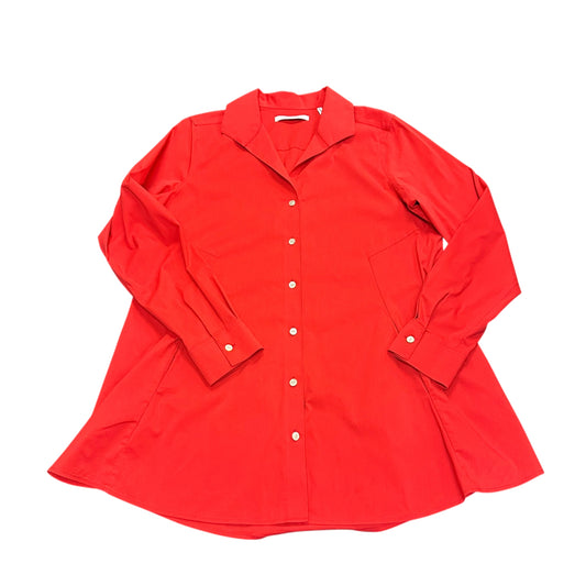 FOXCROFT NON IRON RED LONG SLEEVE BUTTON DOWN POCKETS 38 SZ 10