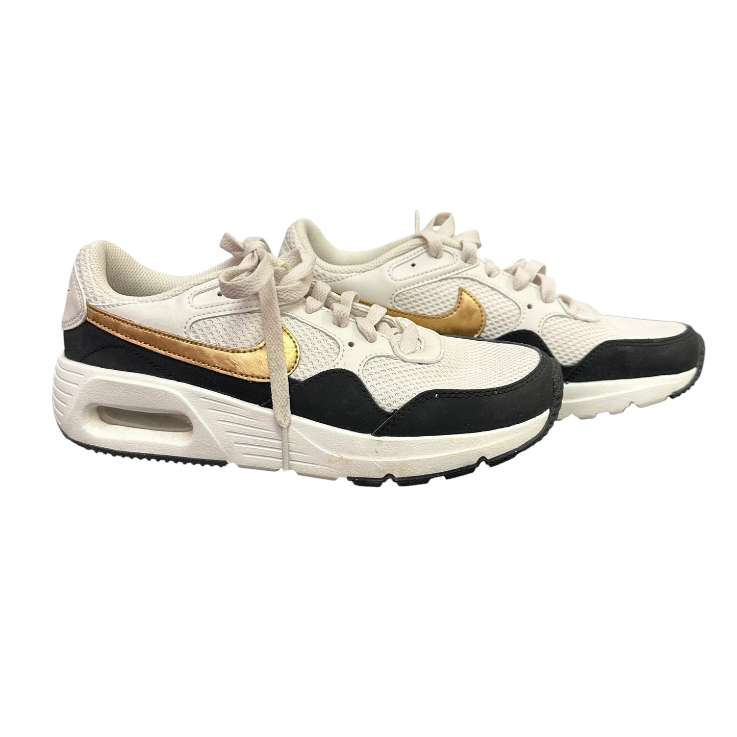 NIKE AIR MAX BLACK WHITE GOLD SNEAKERS 100 SZ 7