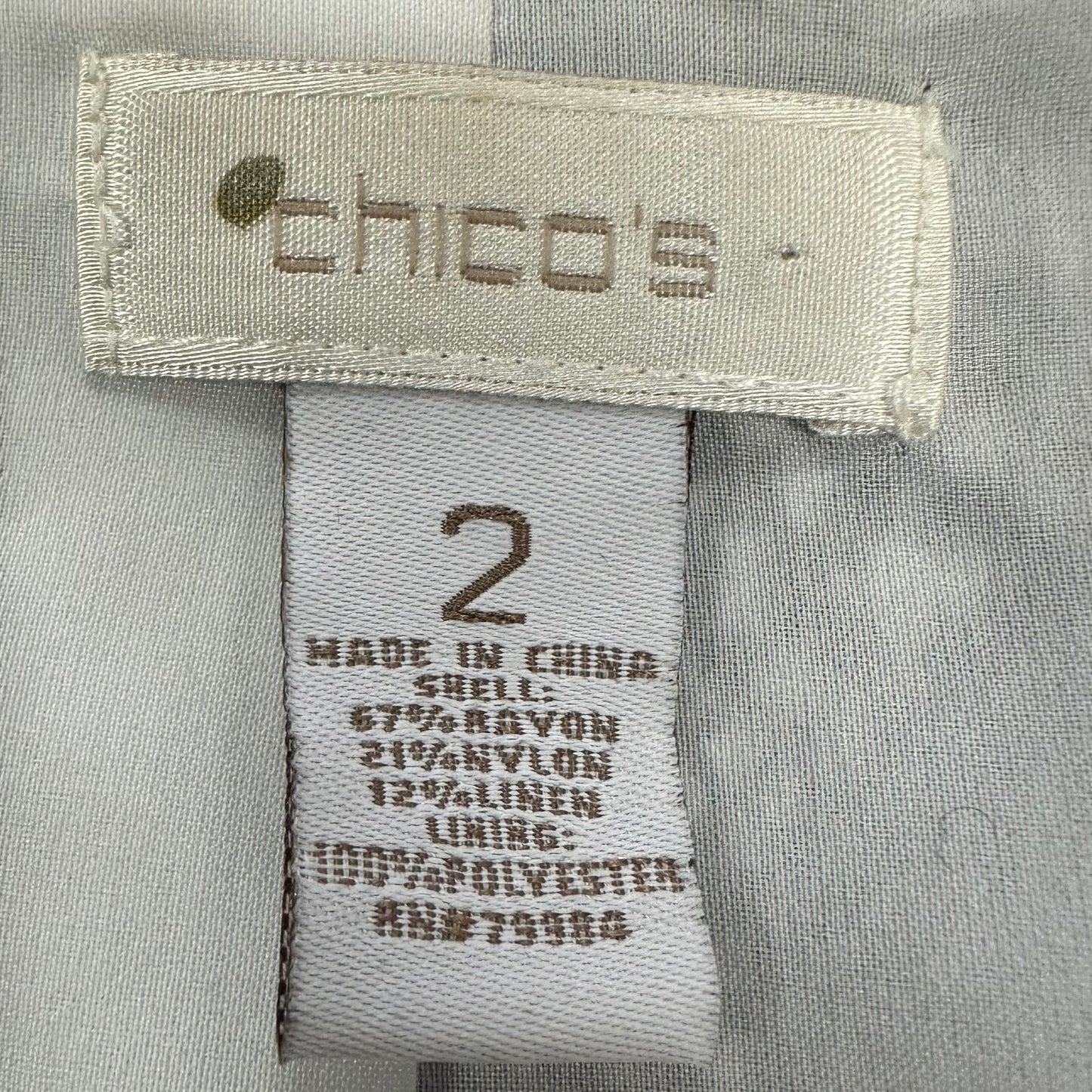 CHICO'S OPEN FRONT JACKET BLAZER GRAY WHITE SNAKE PRINT 3/4 SLEEVE 100 LARGE