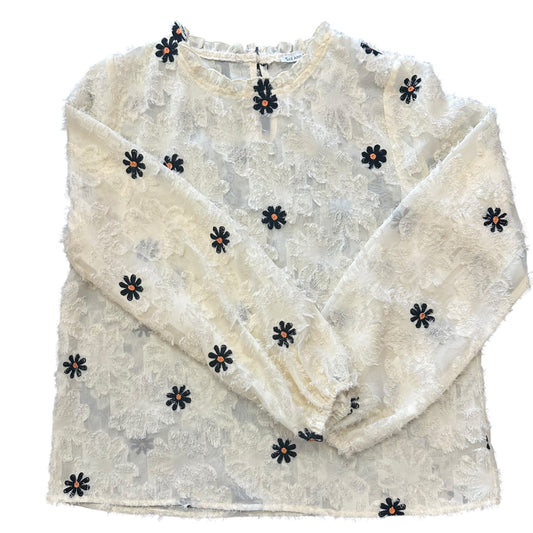 SEE AND BE SEEN BEIGE FLORAL BLOUSE 27 SMALL