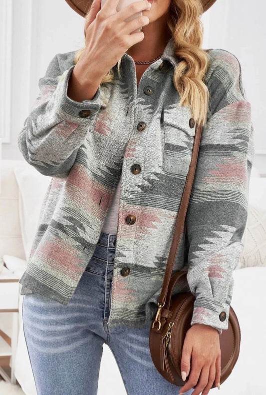 GRAY PINK SOUTHWESTERN JACKET 100 MEDIUM