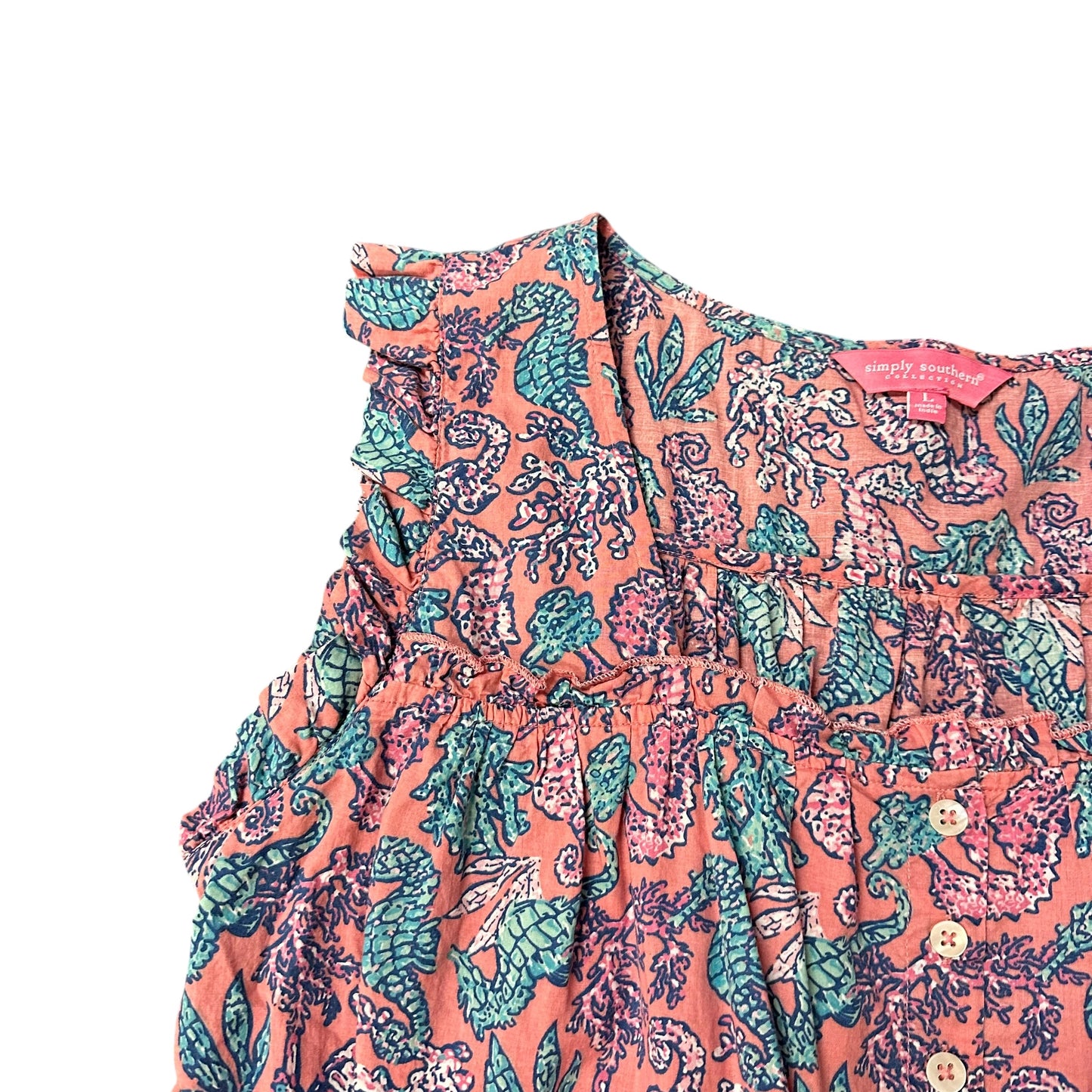 SOUTHERN COLLECTION PINK NAUTICAL BLOUSE 100 LARGE