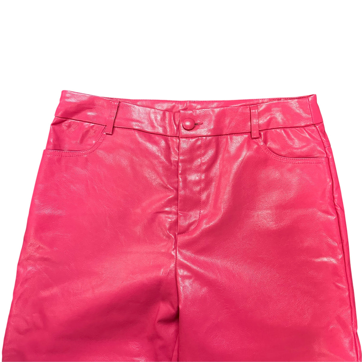 GLAM PINK FAUX LEATHER WIDE LEG PANTS 100 LARGE 10