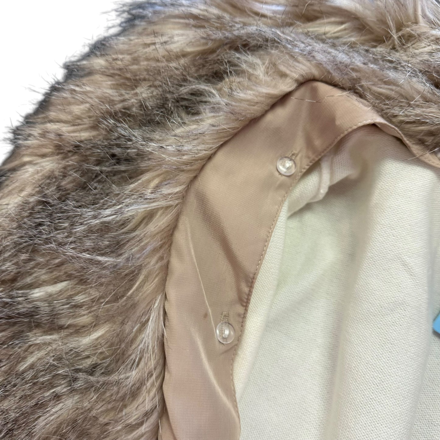 WHBM BEIGE OPEN CARDIGAN FAUX FUR Y2K 100 SMALL