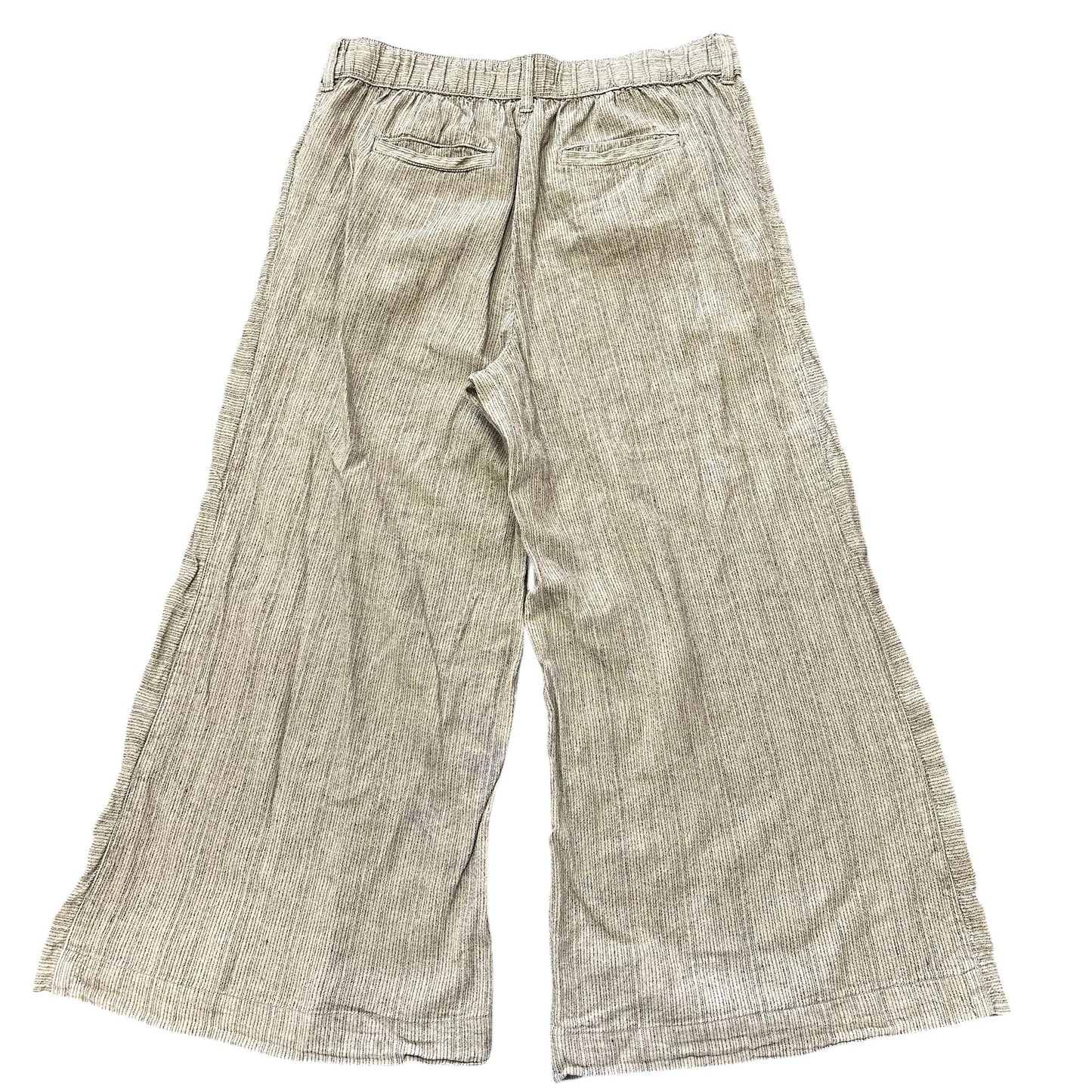 ANTHROPOLOGIE GREEN STRIPED LINEN PANTS 100 SMALL