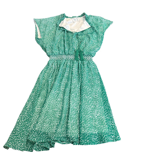 OLIVIA ROE GREEN WHITE DRESS 100 SMALL