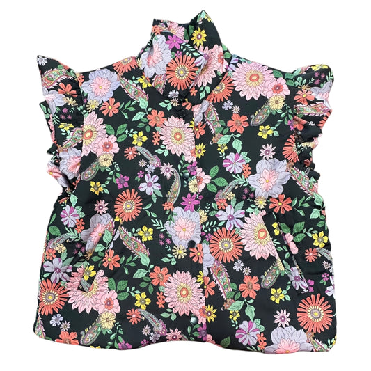 &MERCI FLORAL PUFF SLEEVE VEST RUFFLE NWT 235 LARGE