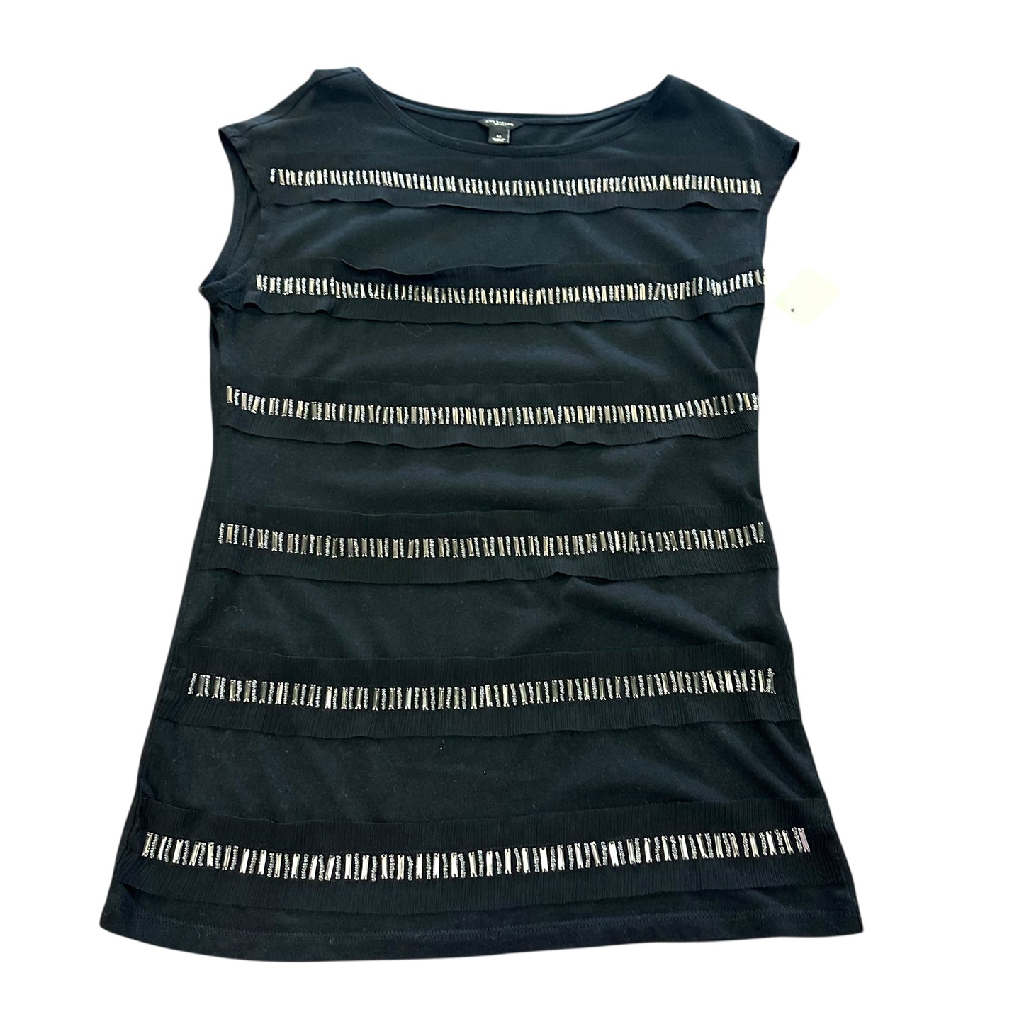 ANN TAYLOR BLACK EMBELLISHED BLOUSE 216 MEDIUM