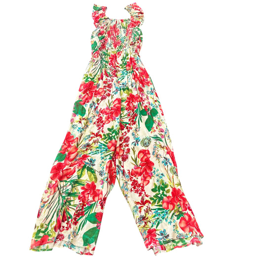CHAPS (BUFFALO) TROPICAL ROMPER SMOCKED RUFFLE 7 SMALL
