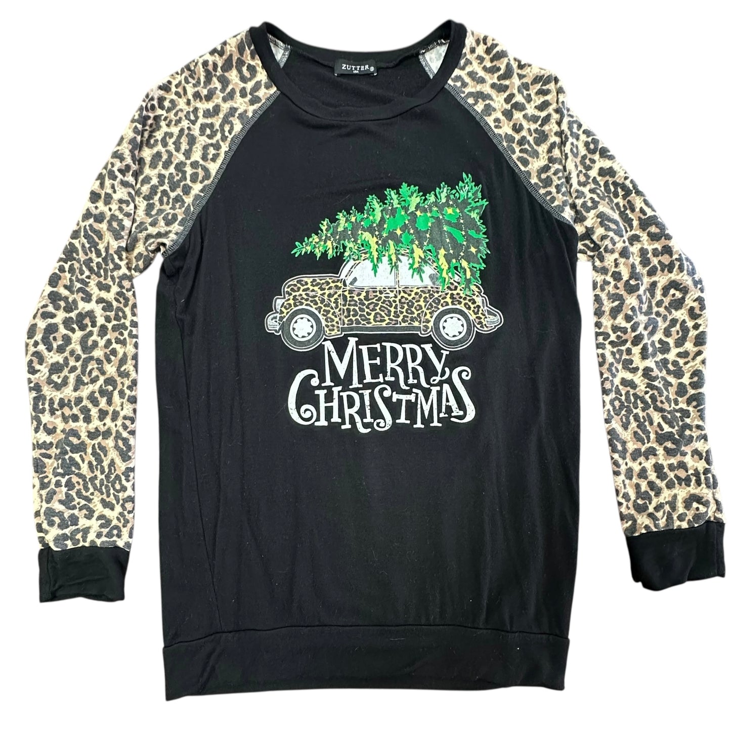 ZUTTER MERRY CHRISTMAS SHIRT ANIMAL PRINT BLACK 115 SMALL *PILING