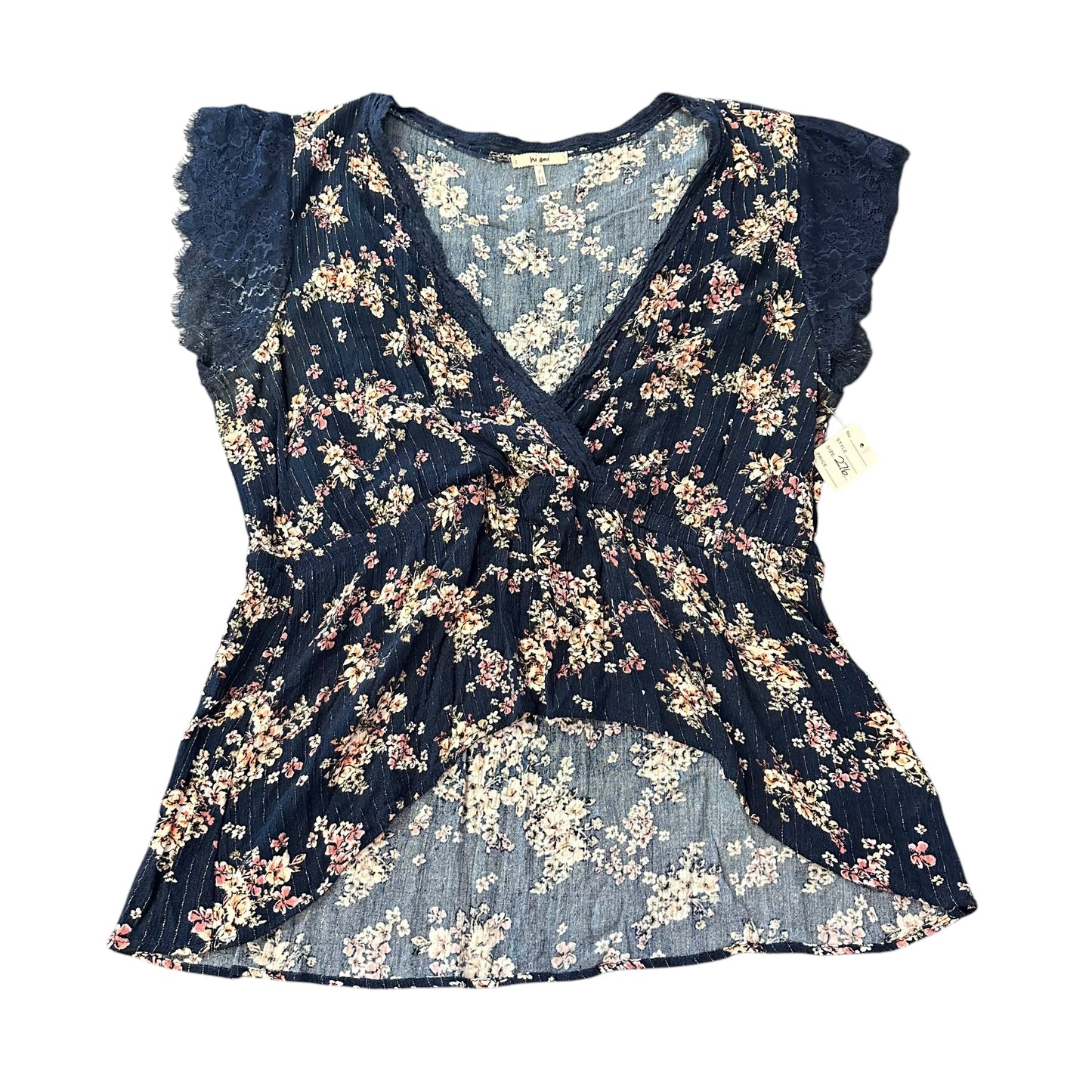 MI AMI NAVY BLUE FLORAL BLOUSE 276 XL