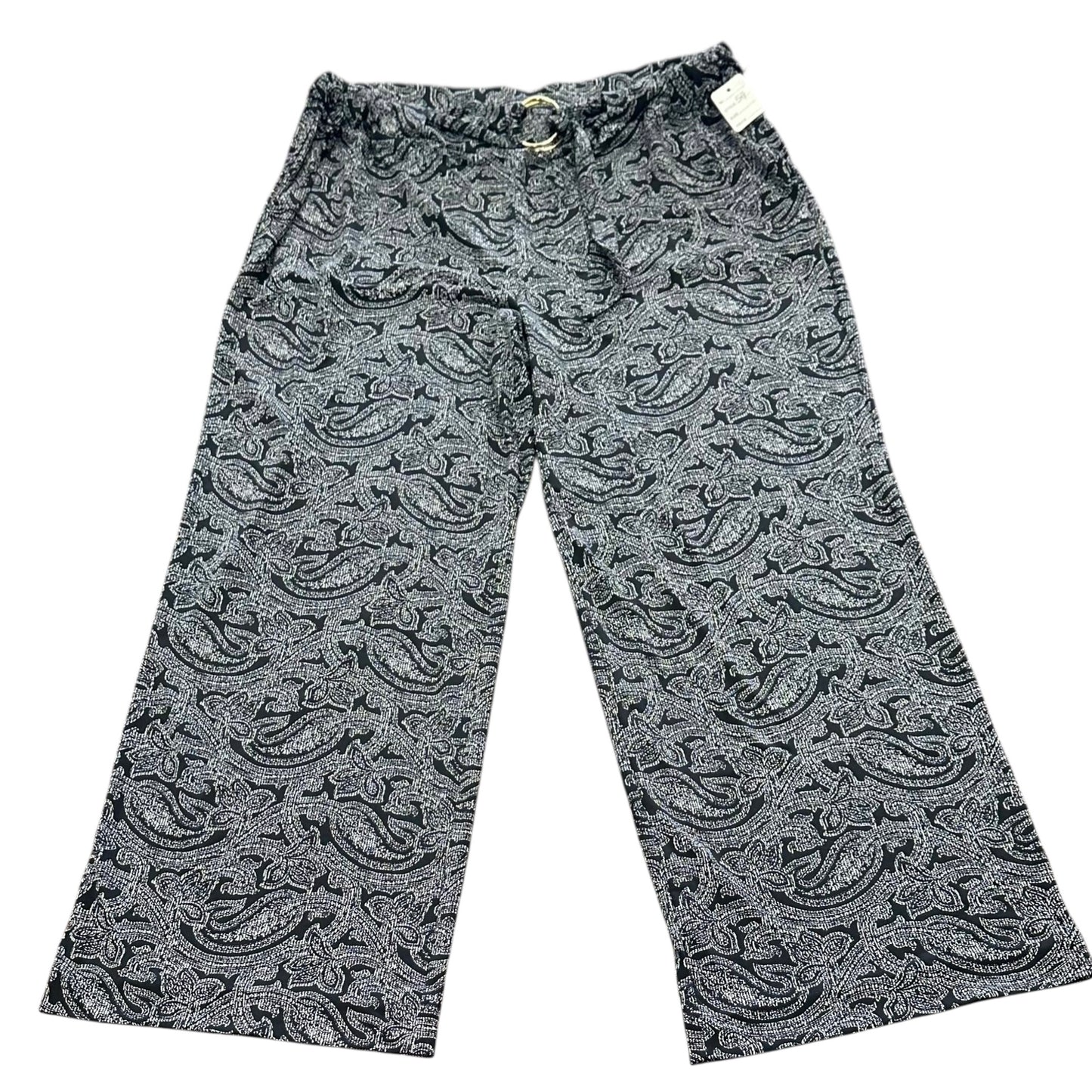 MICHAEL KORS BLACK WHITE PAISLEY PALAZZO PULL ON PANTS 54 LARGE
