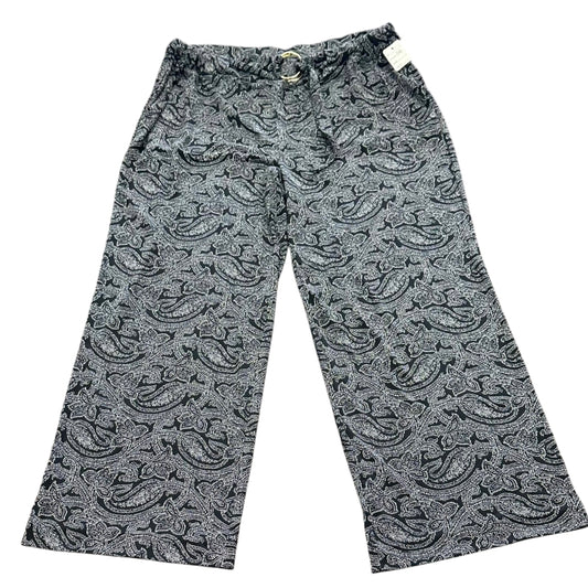 MICHAEL KORS BLACK WHITE PAISLEY PALAZZO PULL ON PANTS 54 LARGE