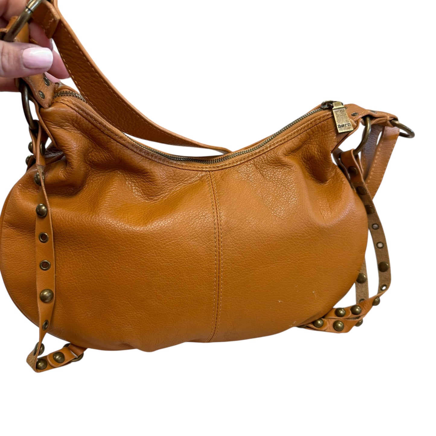 BORN BROWN LEATHER STUDDED HANDBAG CROSSBODY 84