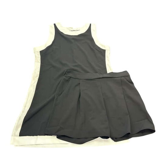 BLACK WHITE 2 PC OUTFIT SET TUNIC TOP SHORTS NWOT 100 LARGE