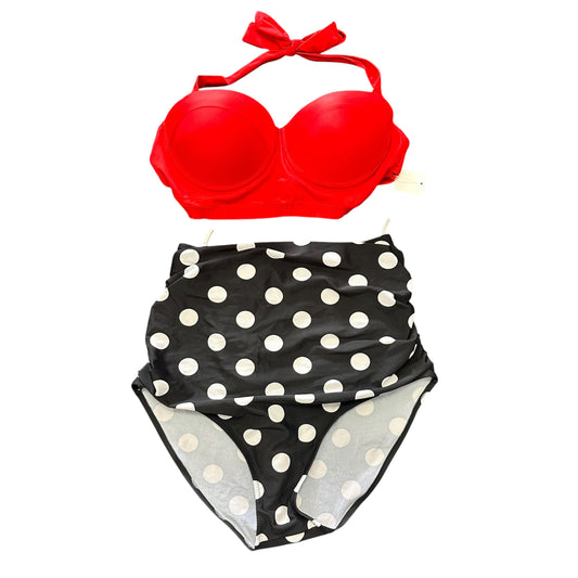 RED BLACK POLKA DOT HIGH WAISTED SWIMSUIT 2 PC 269 XXL