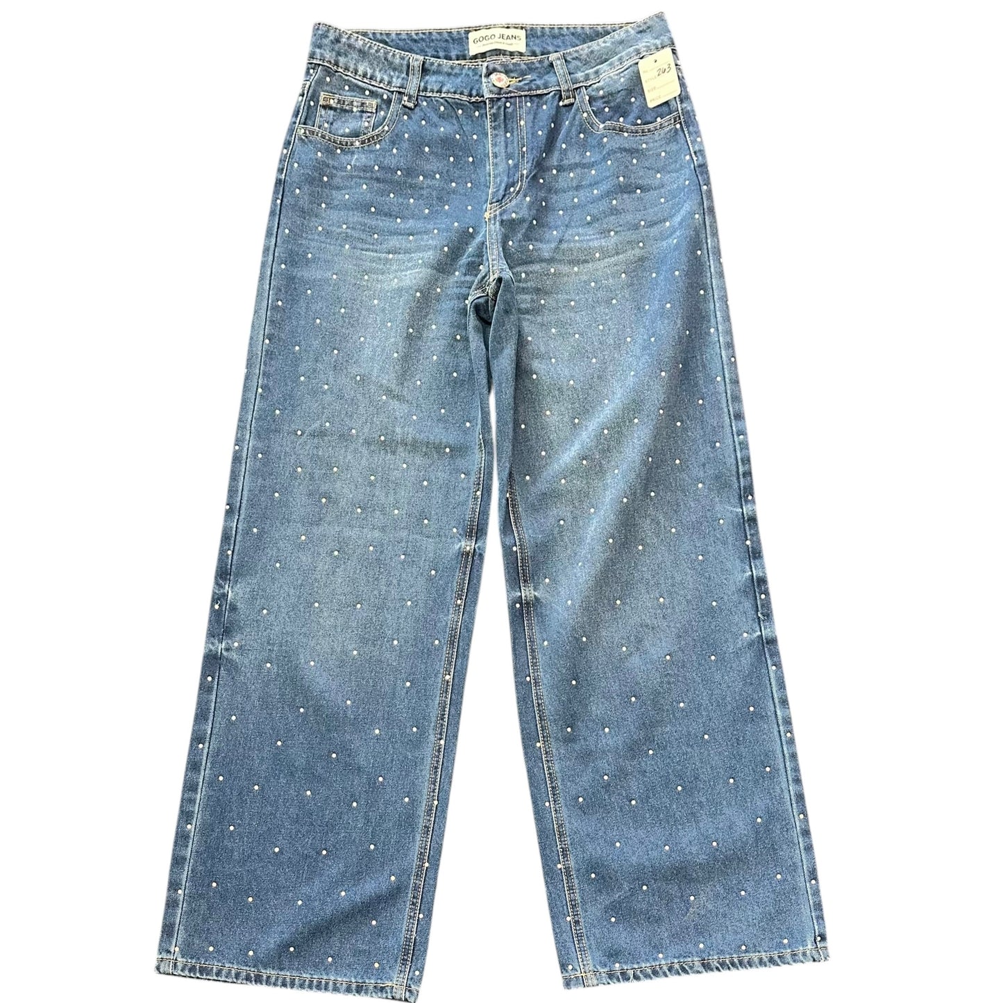 GOGO JEANS BLUE DENIM RHINESTONES 263 SZ 28
