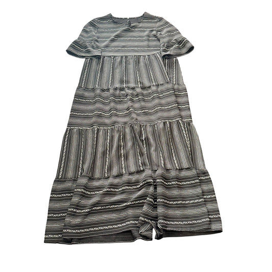 BLACK BEIGE EMBROIDERED TIERED DRESS 111 LARGE