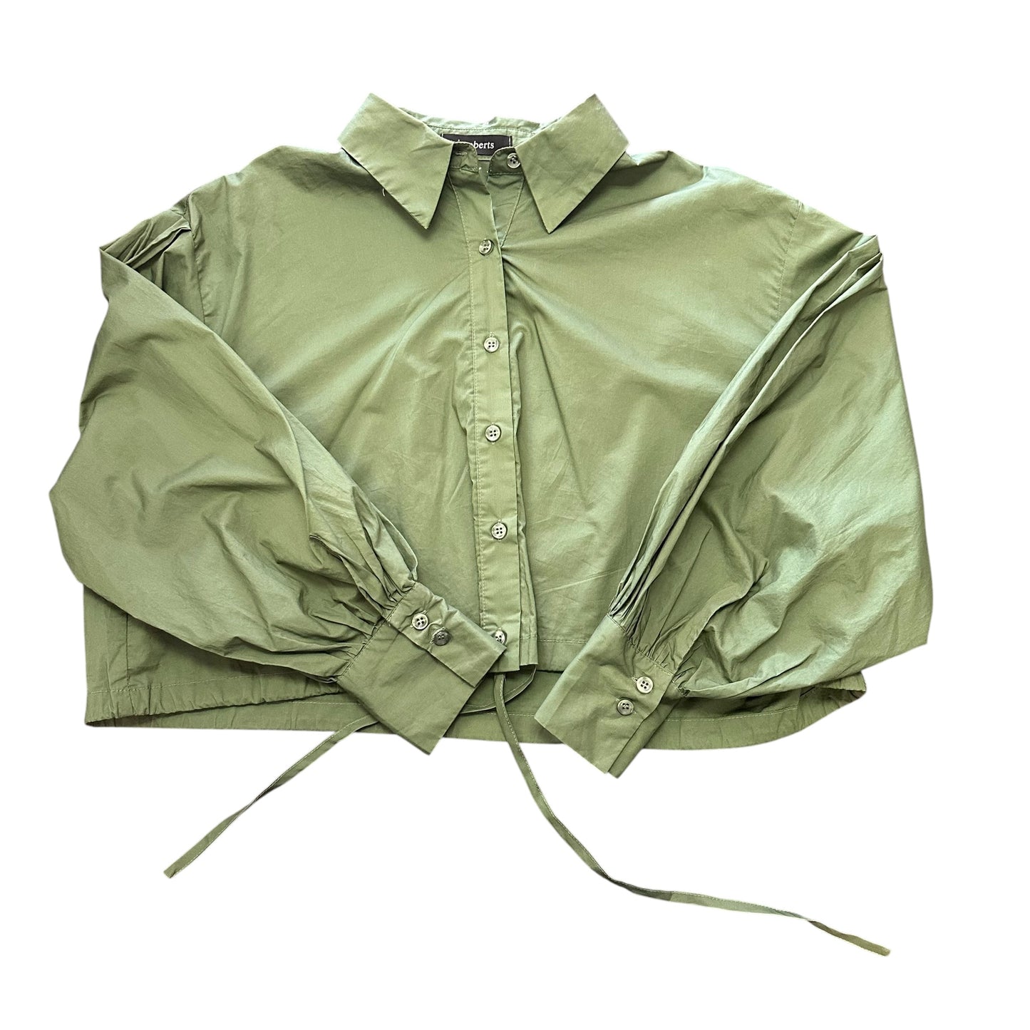 J ROBERTS GREEN BUTTON UP BLOUSE 27 SMALL