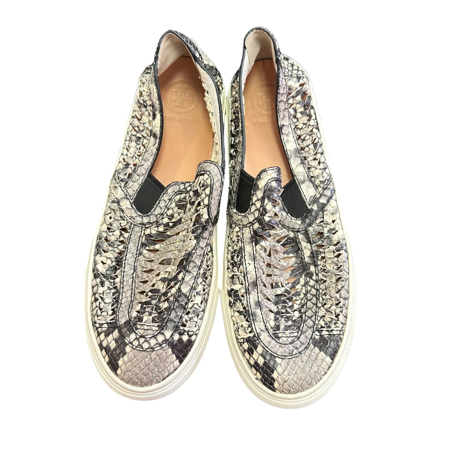 TORY BURCH HUARACHE WEAVE SNAKESKIN LEATHER SNEAKERS 100 SZ 5.5