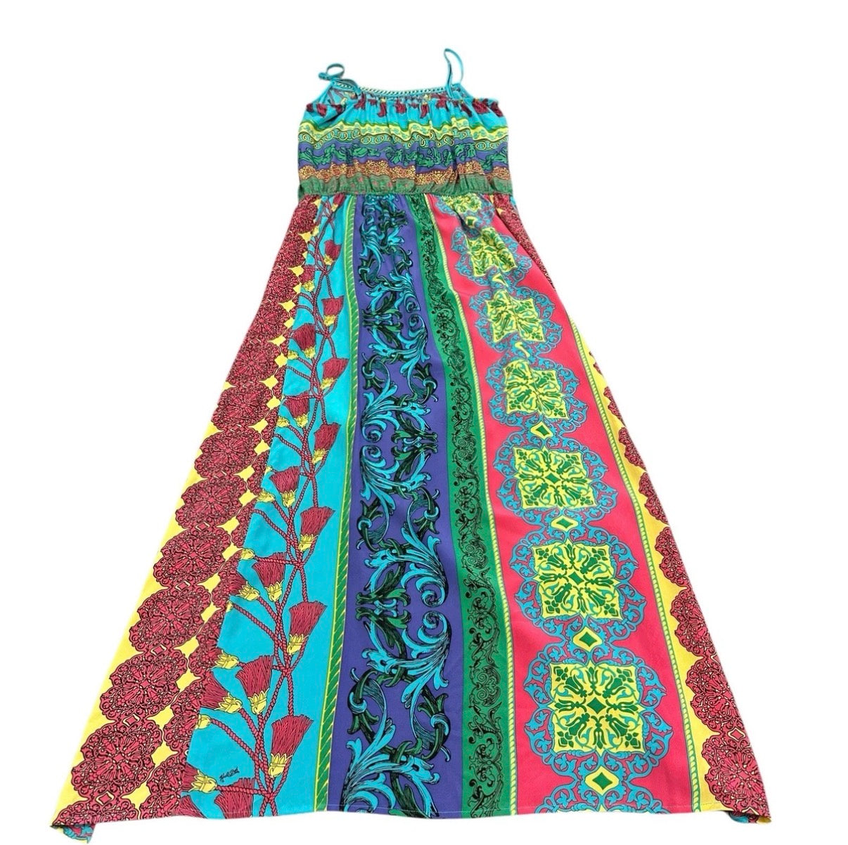 HALE BOB MAXI DRESS MULTICOLOR 100% SILK 100 SMALL