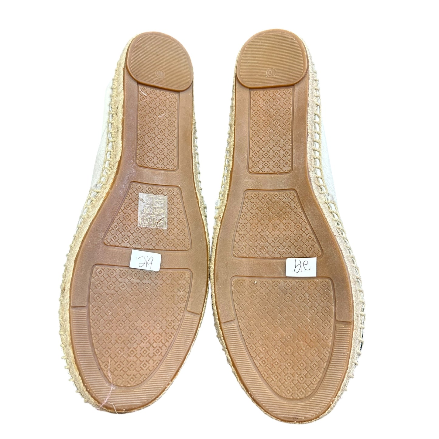 TORY BURCH LEATHER COLOR BLOCK ESPADRILLES FLAT LEATHER BLACK 219 SZ 10
