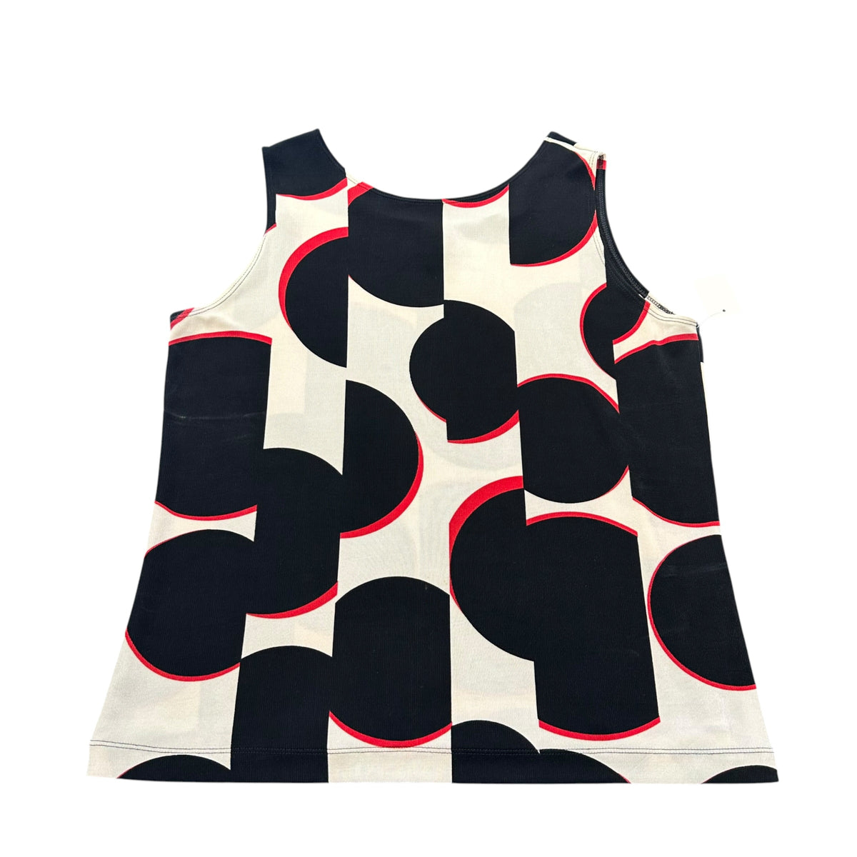 TRAVELERS BY CHICOS BLACK RED BEIGE GEOMETRIC BLOUSE 195 LARGE
