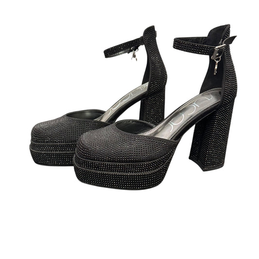SUGAR PLATFORM MARY JANE HEELS BLACK RHINESTONE 143 SZ 8