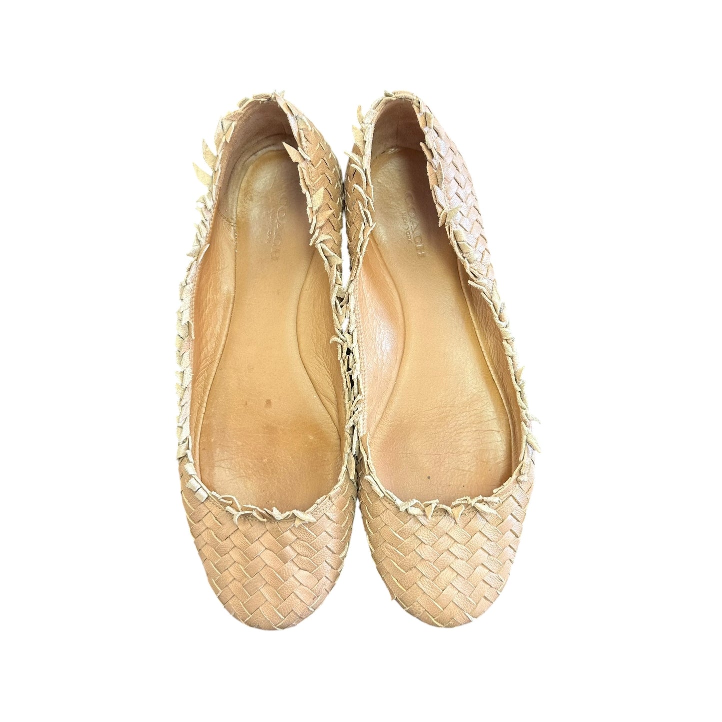 COACH TAN LEATHER BRAIDED FLATS 262 SZ 8.5