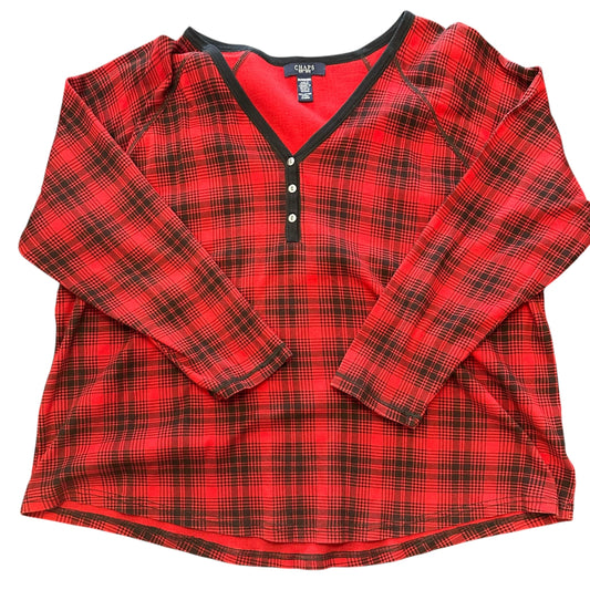 CHAPS RED BLACK PLAID LONG SLEEVE 84 3XL