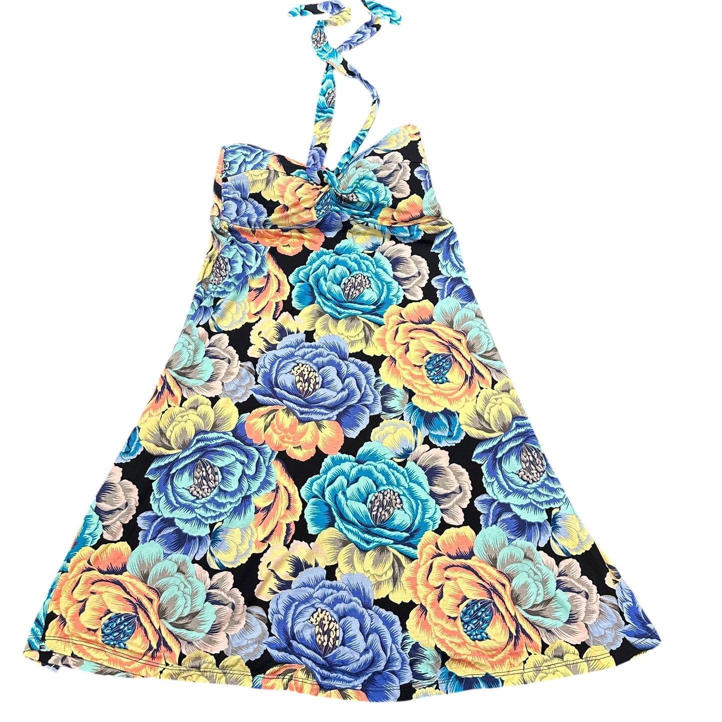 SKYE FLORAL HALTER DRESS BUILT IN BRA 249 LARGE