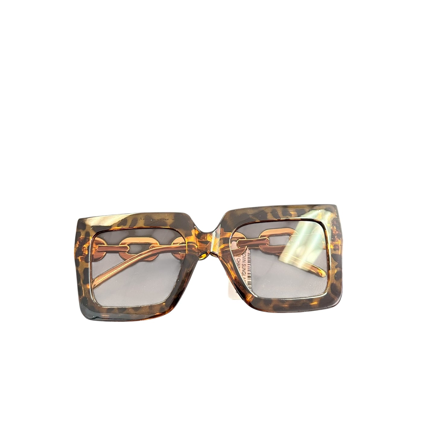 BROWN SUNGLASSES GOLD CHAINLINK ARMS 100 OS