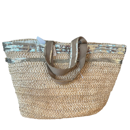 GOLD SEQUINS STRAW TOTE - 100