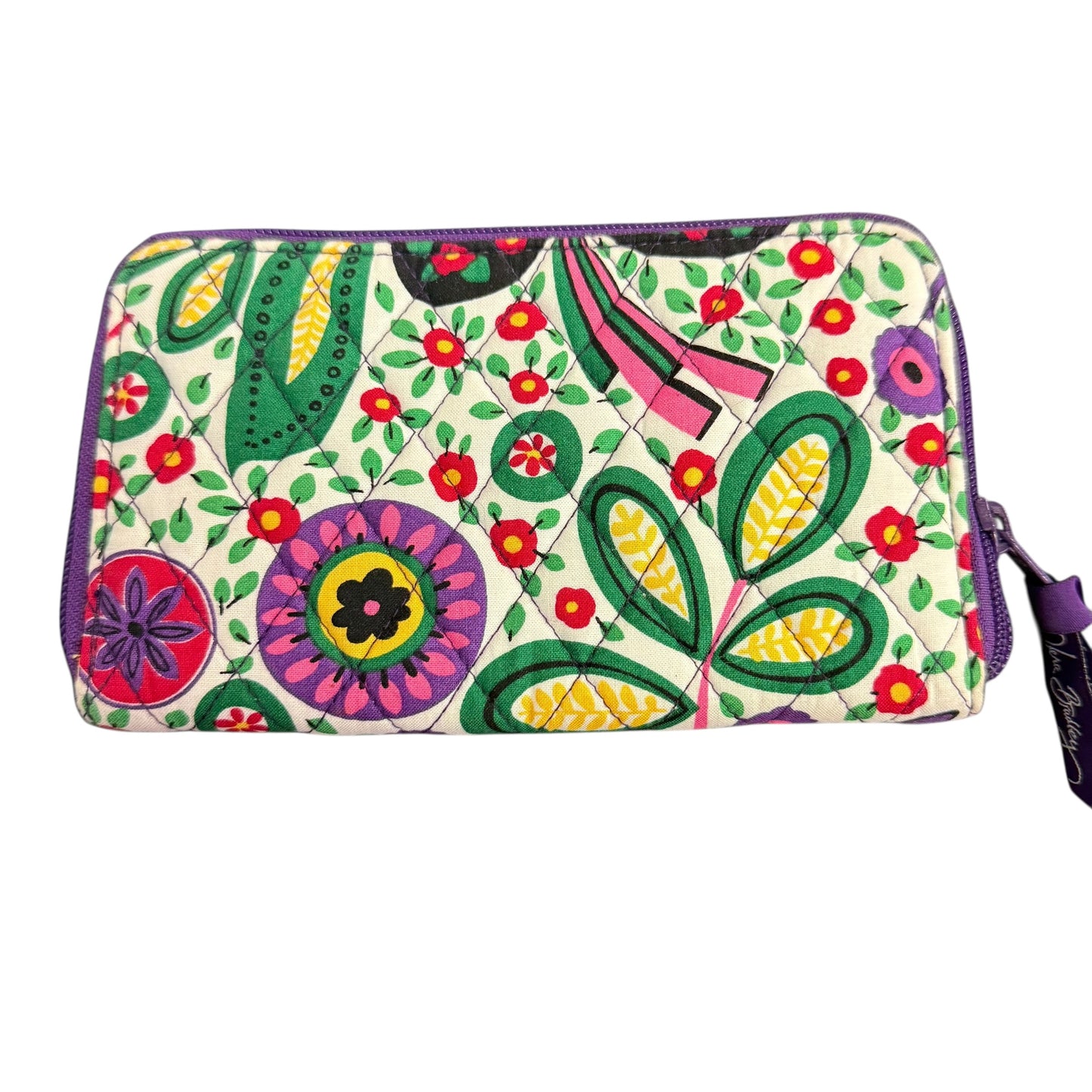 VERA BRADLEY WHITE COLORFUL QUILTED ZIP AROUND WALLET 258 OS