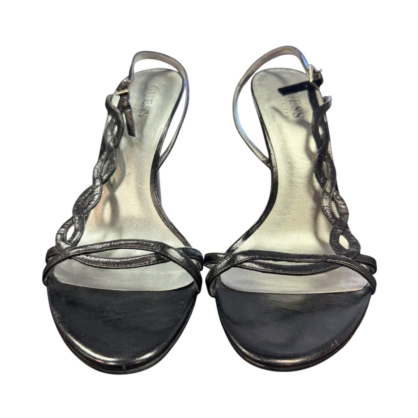 GUESS BLACK STRAPPY HIGH HEELED SANDALS 87 SZ 7.5