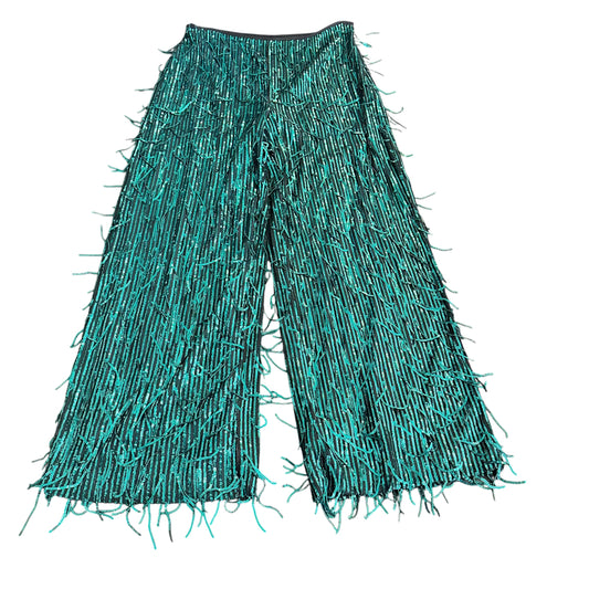 MAUVE GREEN TASSEL SEQUINS PANTS 256 SZ 8