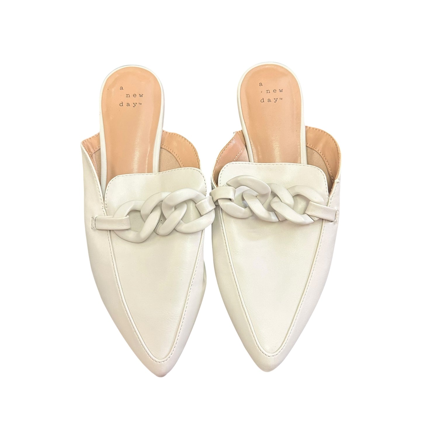 A NEW DAY BEIGE MULES SLIDES 100 SZ 7