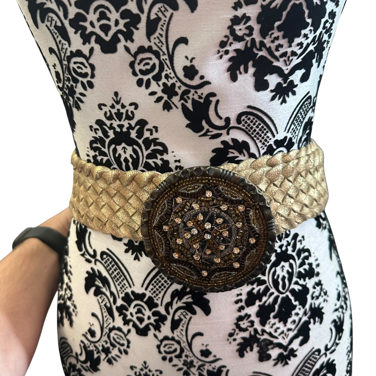CHICOS GOLD METALLIC BRAIDED BELT 122 LARGE