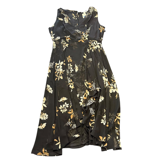 CALVIN KLEIN BLACK CHIFFON OVERLAY FLORAL DRESS 100 SZ 12
