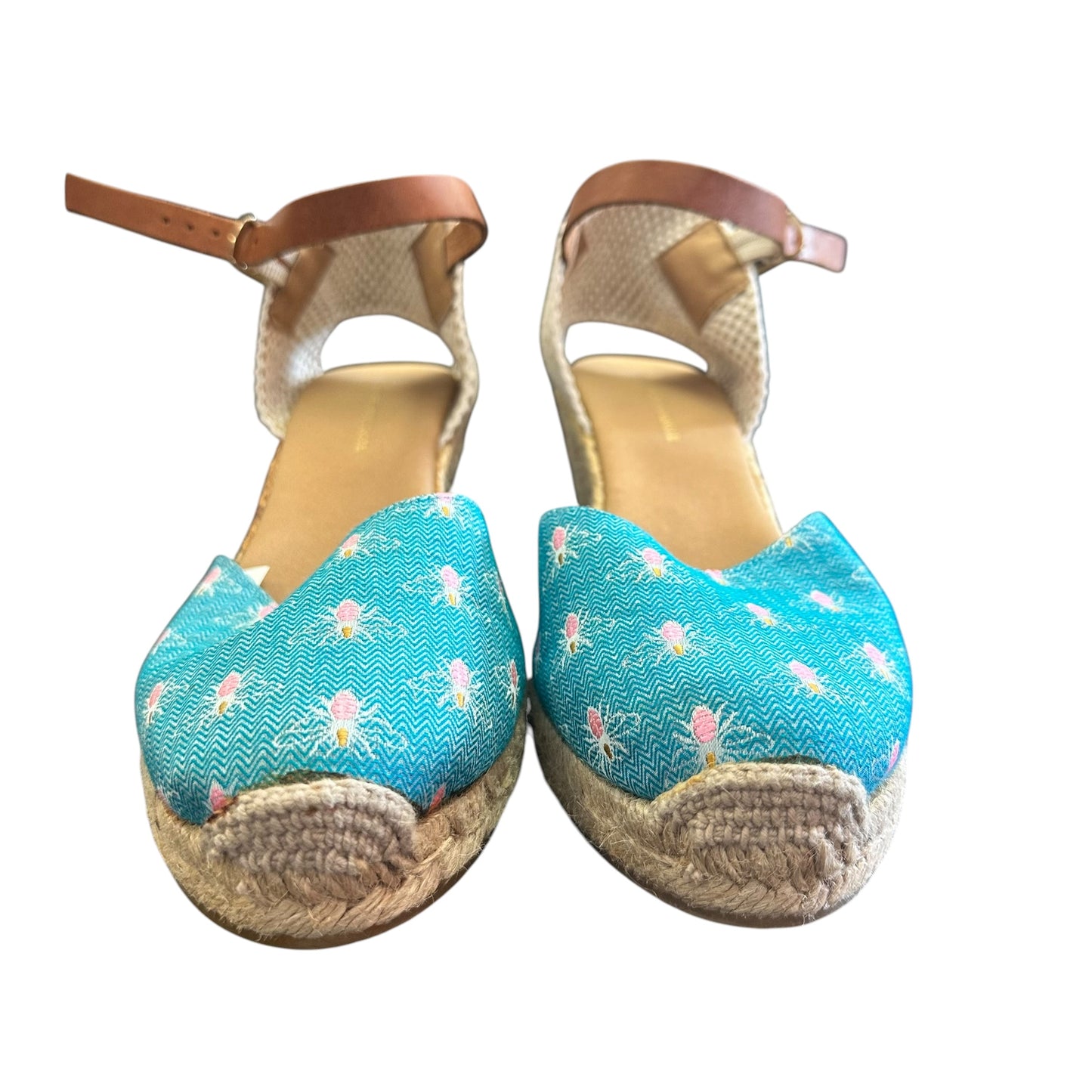 ANTHROPOLOGIE BLUE ESPADRILLE WEDGES 163 SZ 8.5